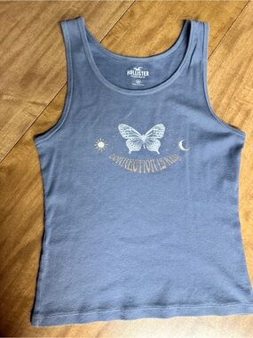Hollister Dusty Blue Butterfly Graphic Tank
